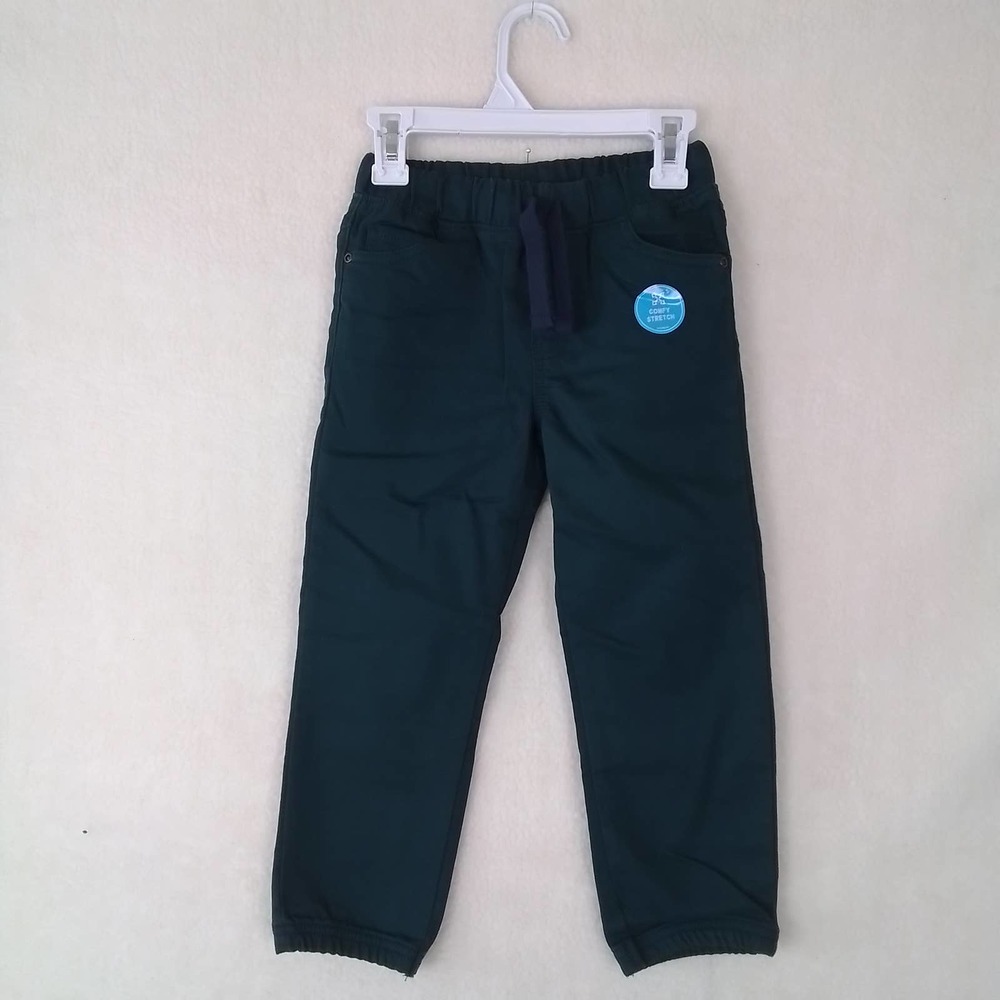 Carter's Kid Cotton Blend Joggers Boy's‎ Size 4 in Dark Green w/ Terry Lining